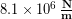 8.1 \times 10^6 \,\bold{\frac{N}{m}}