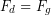 \begin{equation*} F_d = F_g \end{equation*}