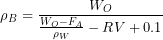 \begin{equation*} \rho_B = \frac{W_O}{\frac{W_O-F_A}{\rho_W} - RV + 0.1} \end{yhtälö*}