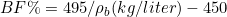 BF\% =495/\rho_b (kg/liter)-450