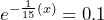  e^{-\frac{1}{15} (x)} = 0.1 