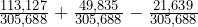 \frac{113,127}{305,688} + \frac{49,835}{305,688} - \frac{21,639}{305,688} 