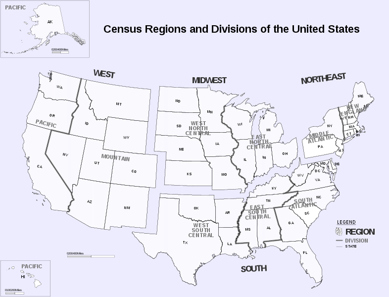 Census regions and divisions of the US
