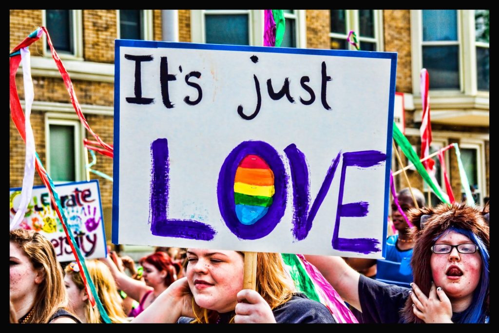 Gay Pride parade marchers.