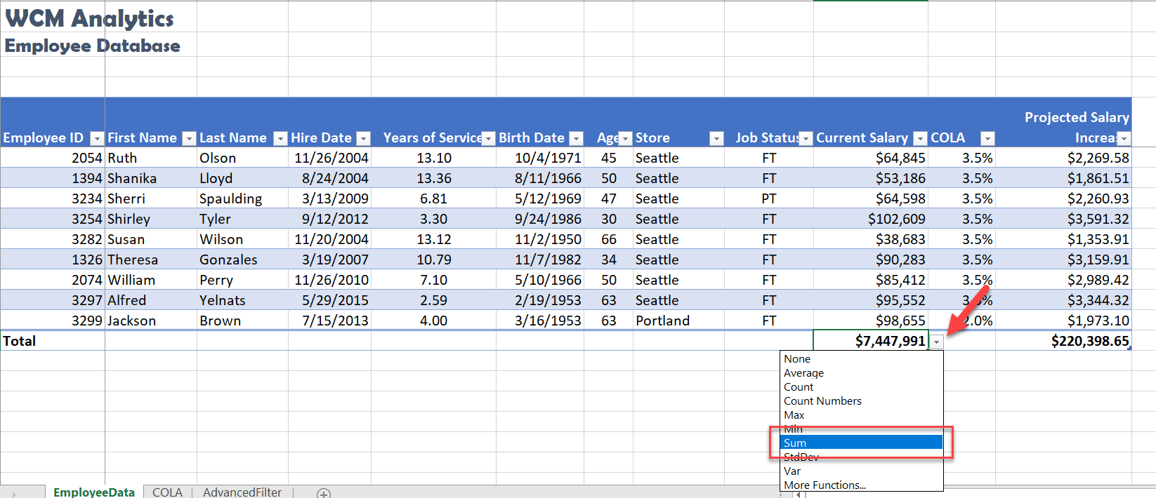 center across selection excel