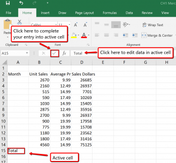 1.2 Entering, Editing, and Managing Data – Beginning Excel 2019