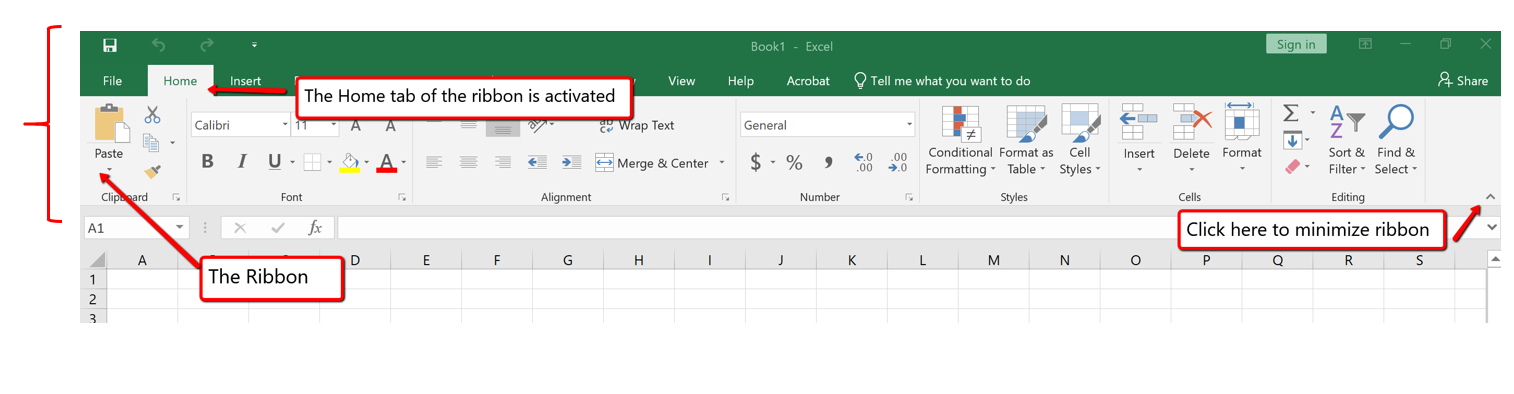 ms excel ribbon