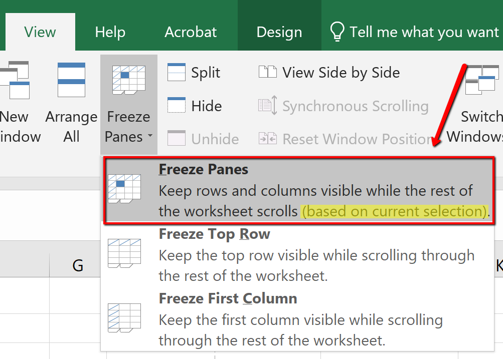 freeze frames in excel for mac