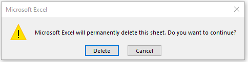Warning Message Box alerting there is no &quot;undo&quot; when Delete is chosen.