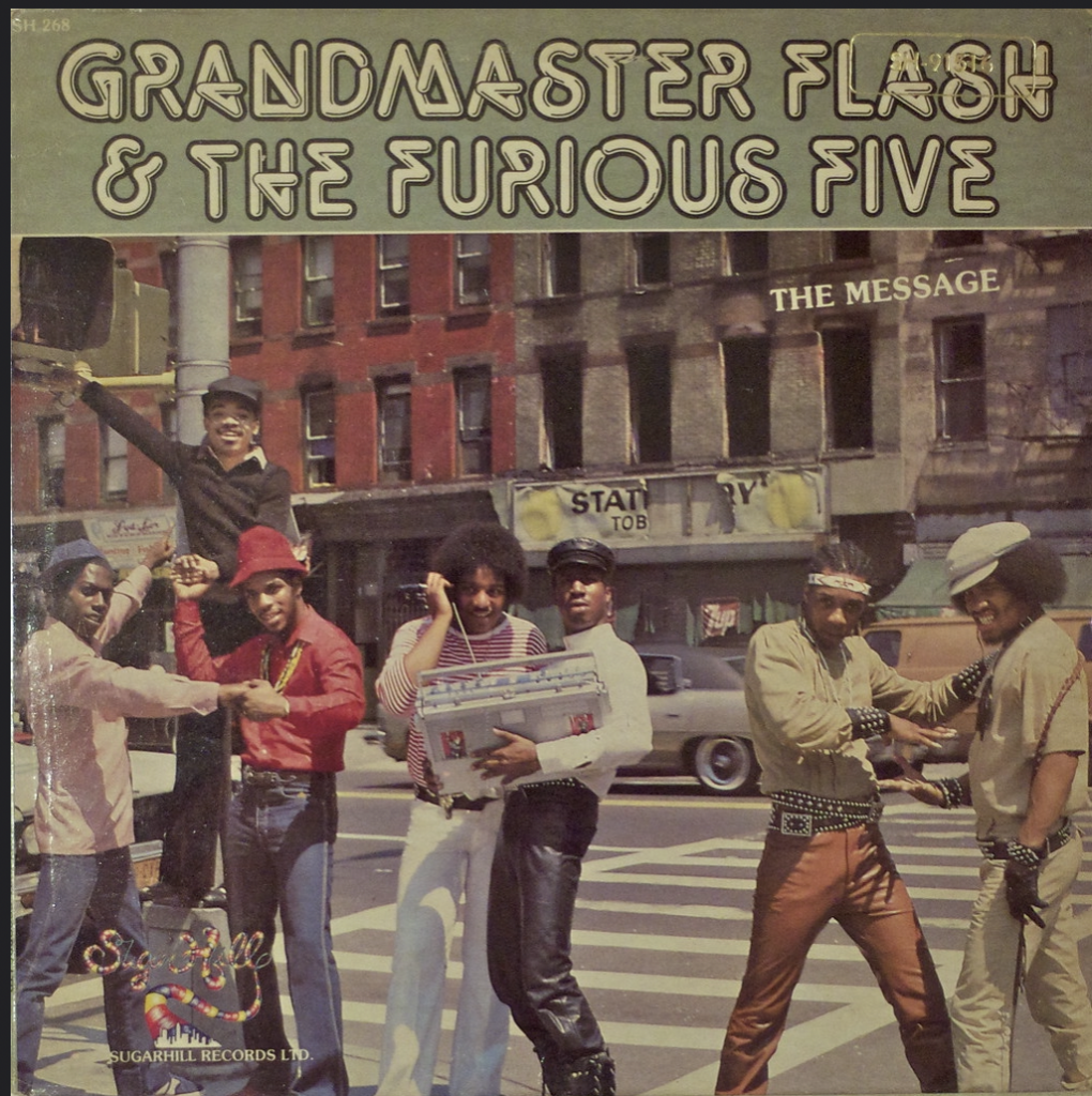 Vinyl album cover showing members of Grandmaster Flash &amp; the Furious Five
