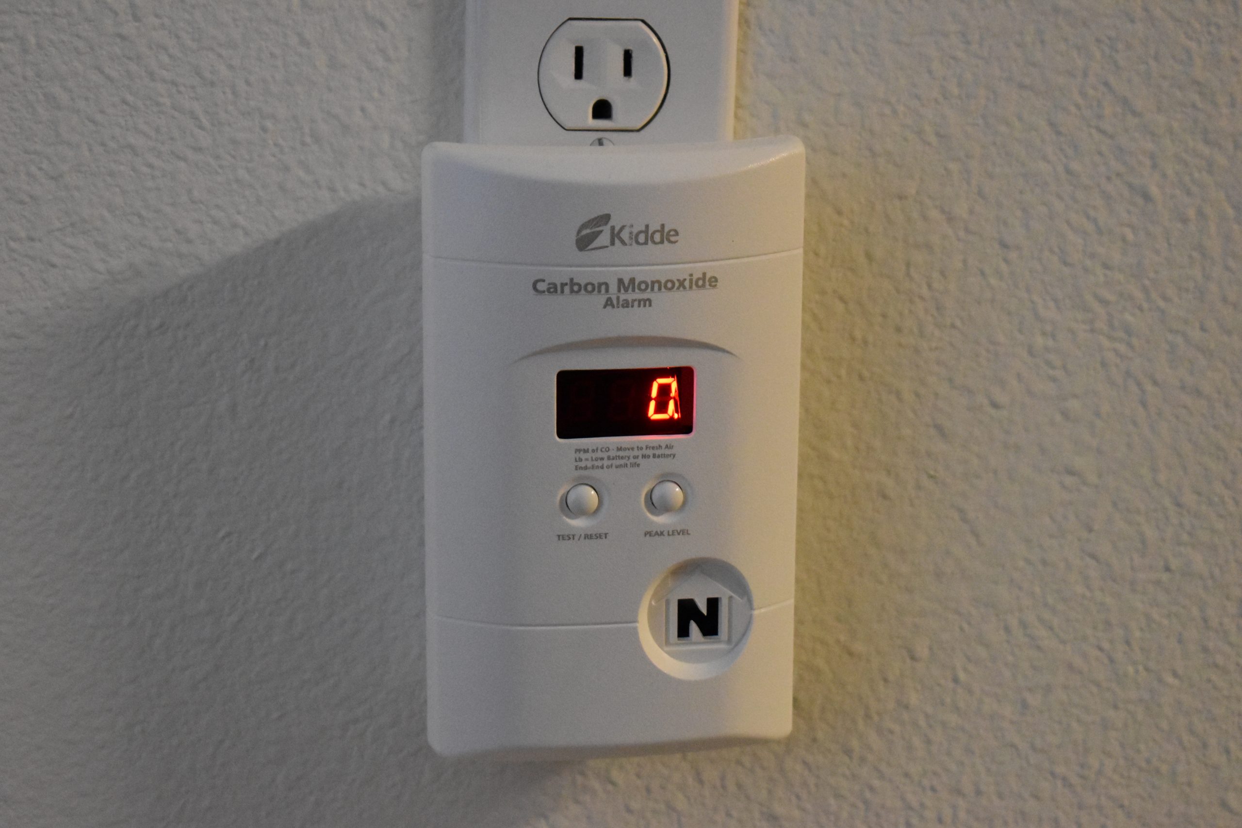 carbon monoxide detector plugged into outlet