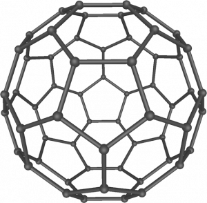 carbon atoms arranged into what appears like a soccer ball