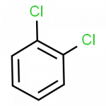 1,2-dichlorobenzene has chlorine substituted for hydrogen at two adjacent carbons on the ring.