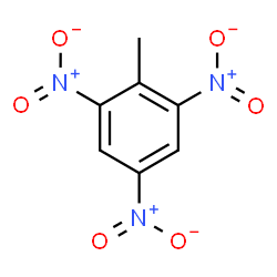 trinitrotoluene, "TNT" is a benzene ring with a methyl group substituted for hydrogen on the ring (carbon 1), and NO2 groups positioned at carbons 2, 4, and 6 counting clockwise around the ring.