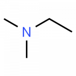 A nitrogen connected to a 2 carbon chain, and 2 1-carbon groups.