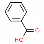 benzoic acid, a benzene ring with a carboxylic acid group (COOH) substituted for hydrogen at one position.