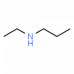 N attached to one 3 carbon chain and 1 2-carbon chain. The nitrogen is also attached to a hydrogen.