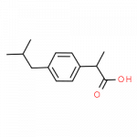 Line-bond structure of ibuprofen. It contains 1 benzene ring.