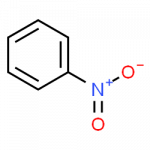 Nitrobenzene, a benzene ring with NO2 substituted for hydrogen at one position.