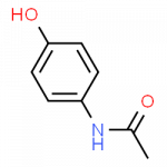 Line-bond structure of acetaminophen. It contains 1 benzene ring.