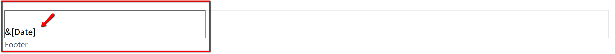 Screenshot of the Date field in the Footer Area Left Section