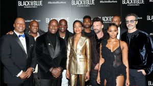 screenshot of footage from premier of Black and Blue