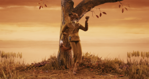 Screenshot from Fantastic Mr. Fox showing Mr. Fox standing under a tree