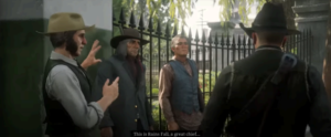 Arthur Morgan, the protagonist, is introduced to Rains Fall and Eagle Flies by a criminal associate.
