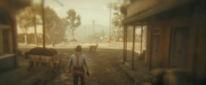 Arthur encounters the elk in the suddenly empty streets of Saint Denis, just after his diagnosis.