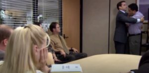 Michael making an inappropriate advance on Oscar - “Gay Witch Hunt” (Season 3, Episode 1)