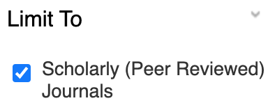 Scholarly (peer reviewed) Journals filter