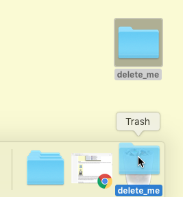 Dragging a folder to the Trash