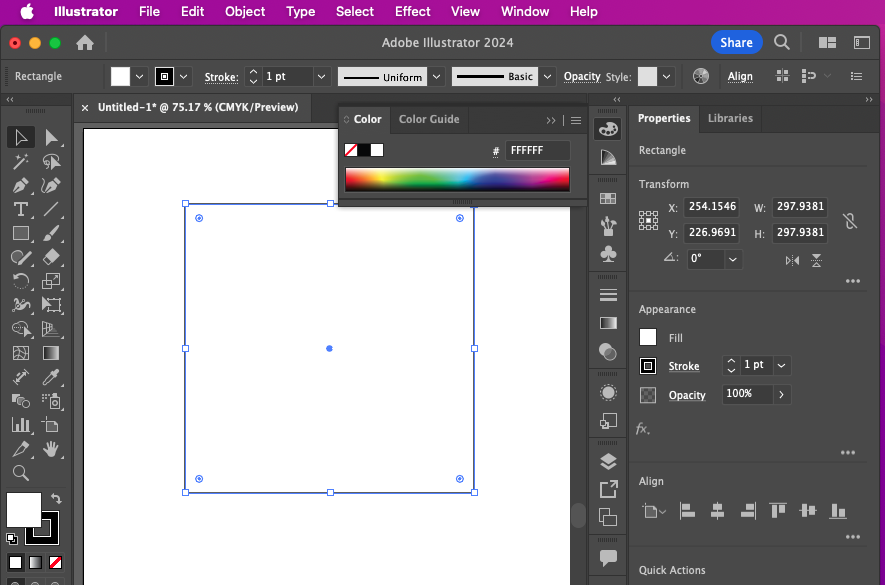 Screen capture of Illustrator's open Color panel.