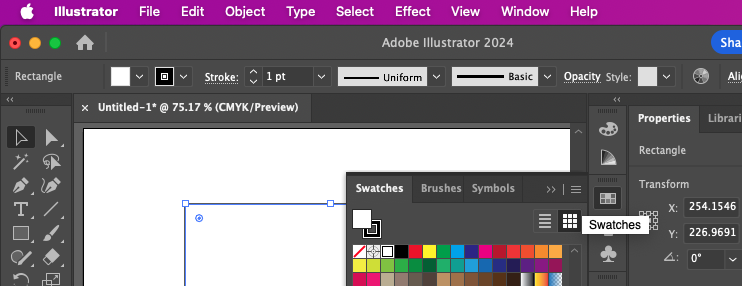 Screen capture showing Illustrator's Swatches panel