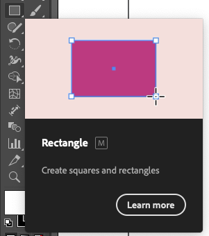 Screen capture showing the tooltip for Illustrator's Rectangle tool.