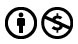 Two icons: a stylized human figure in a circle, and a dollar sign in a circle with a slash through it.