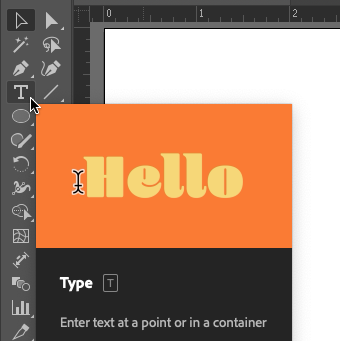 Screen capture of the Type tool in Illustrator's Tools panel.