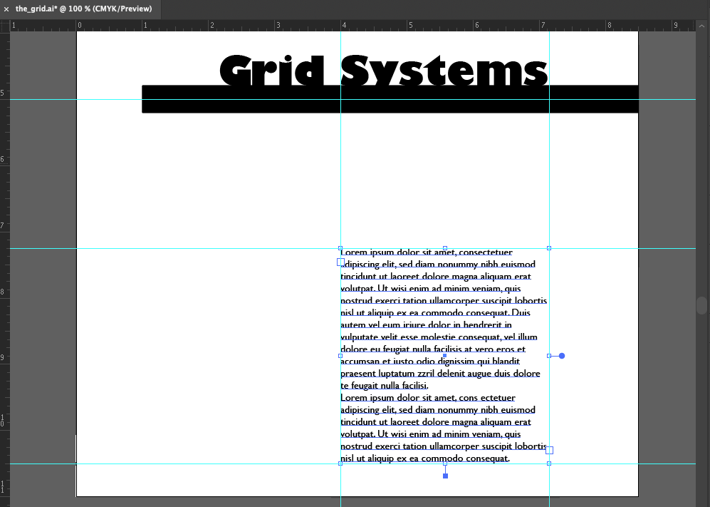 Screen capture showing this exercise's composition after adding an Area Type box.