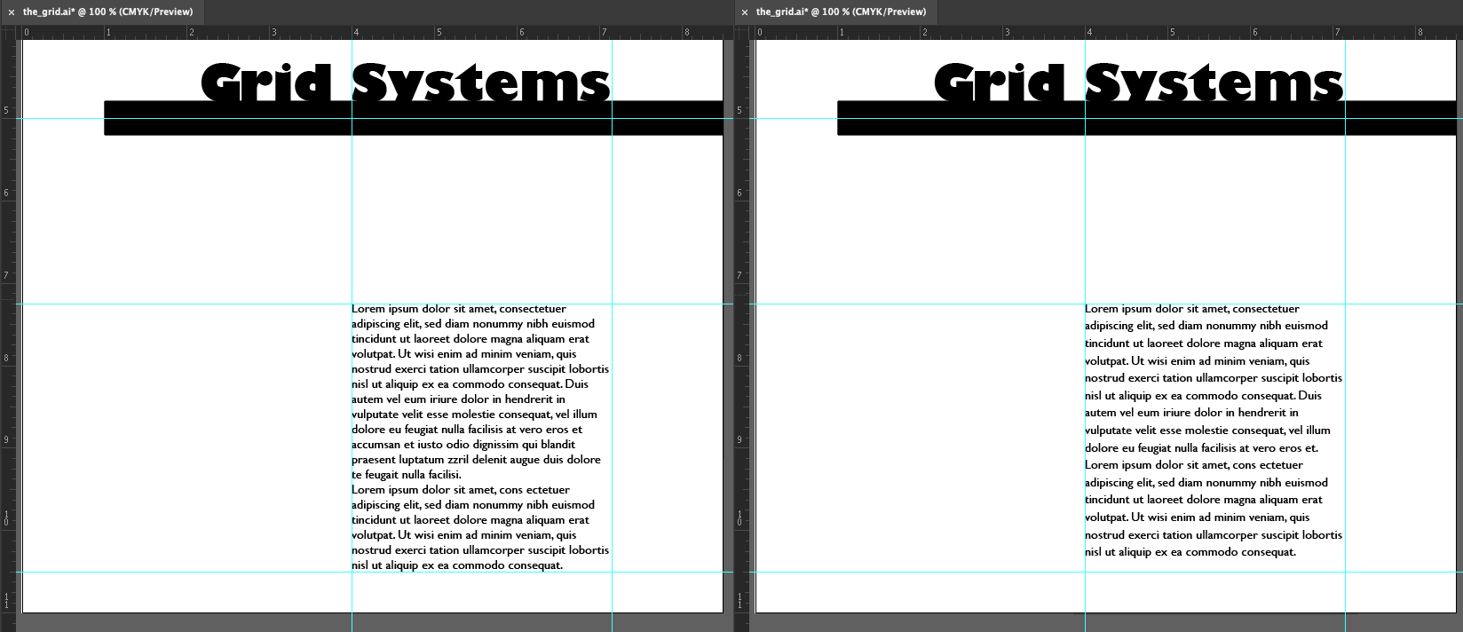 Screen capture comparing the visual effect of different leading values.