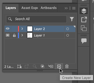 Screen capture showing a new layer being created in the Layers panel.