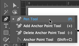 Screen capture of the Pen tool and related tools in the Tools panel.