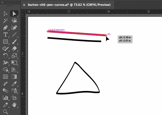 Modifying a line with the Direct Selection tool