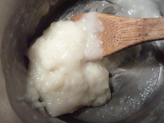 Image shows thick mixture of flour and water.