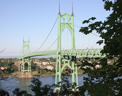 The St. Johns Bridge in Portland, OR.