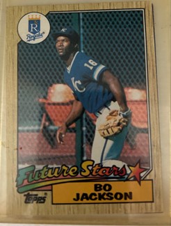 A baseball card depicting Kansas City Royal Bo Jackson.