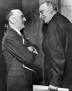 Black and white photo of White and Keynes