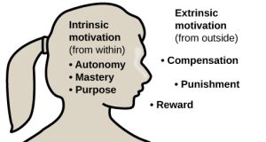 An illustration showing intrinsic motivation vs extrinsic motivation