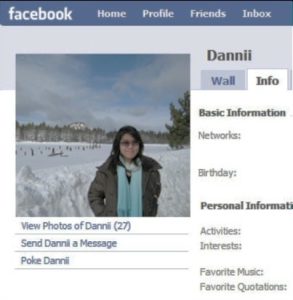 Facebook profile image of woman standing outside in the snow.
