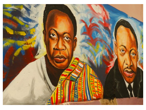 Painted mural of Dr. Martin Luther King Jr. and Kwame Nkruma