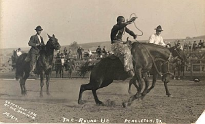 black and white photo of George Fletcher from The Round-Up in Pendelton Oregon. dated 1910